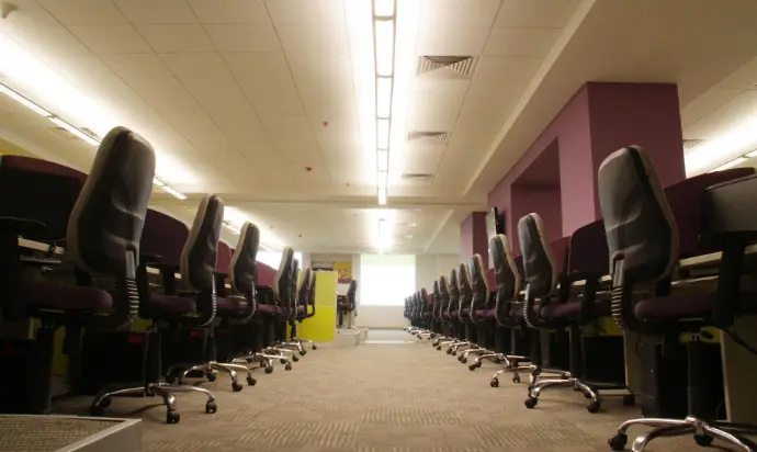 Minimalist office interior in Gurgaon captured for commercial portfolio