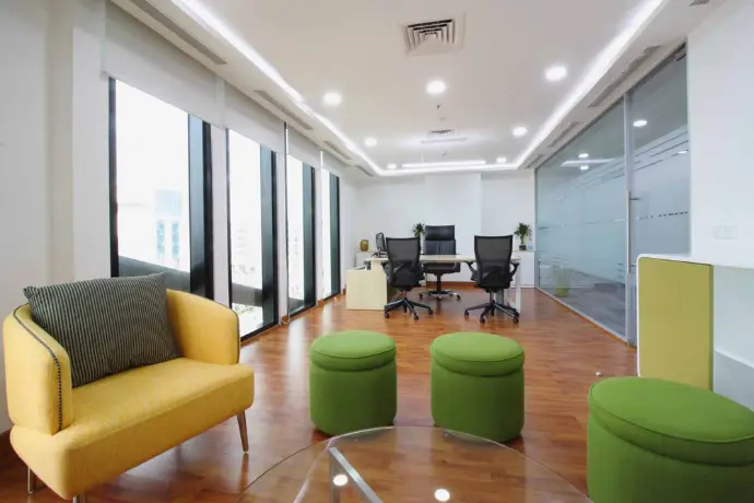 Minimalist office interior in Gurgaon captured for commercial portfolio